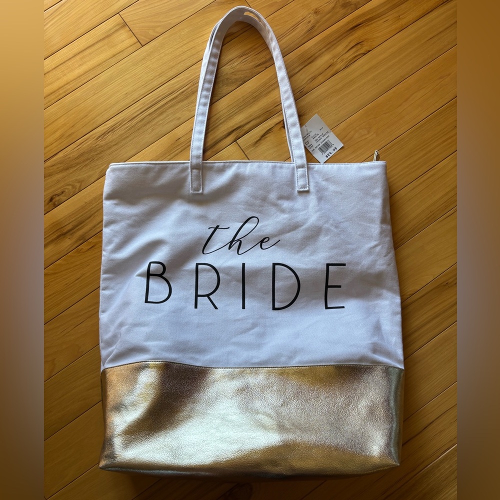 The Bride White and Gold Canvas Tote Bag